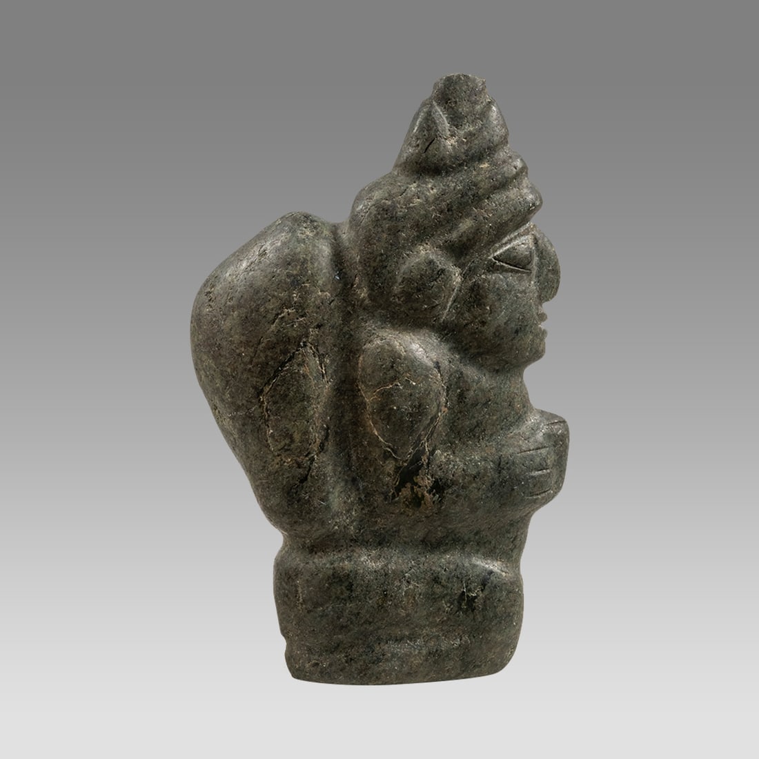 Chontal Style Stone Seated Figure. (1 of 2)