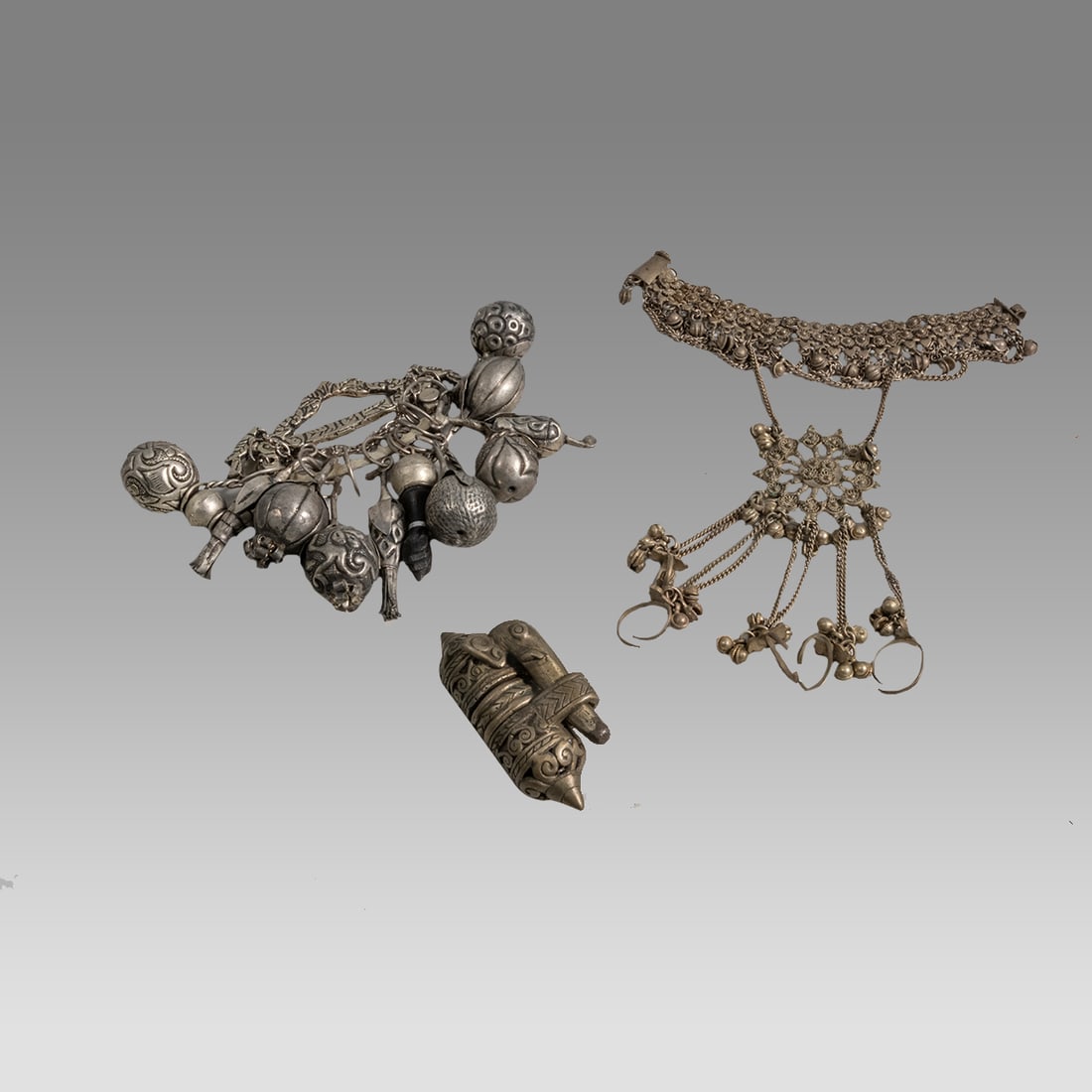 Lot of 3 Tibetan And Indian Metal Bracelet and Ornmanets. (1 of 1)