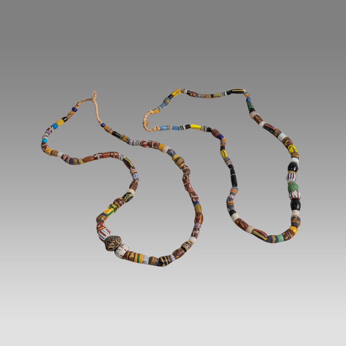 Lot of 2 African Mosaic Glass Trade Bead Necklaces. (1 of 1)