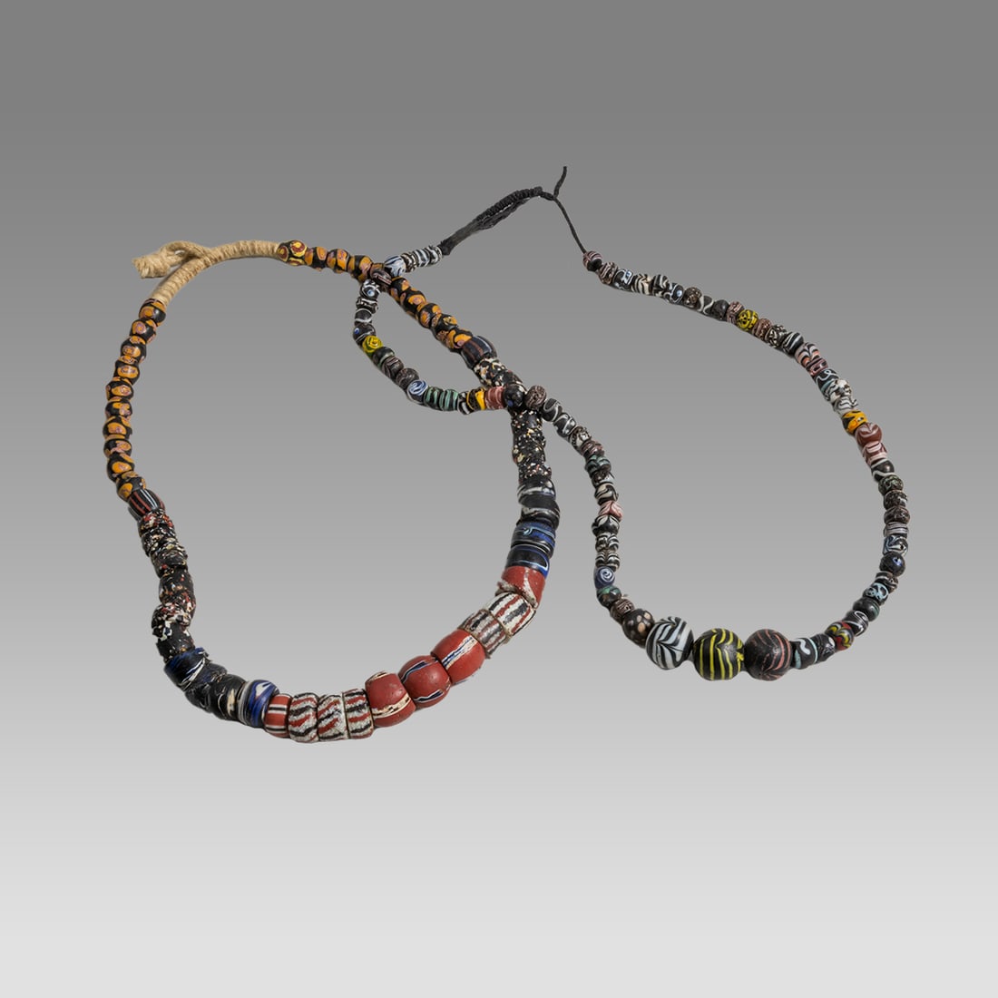 Lot of 2 African Mosaic Glass Trade Bead Necklaces. (1 of 1)