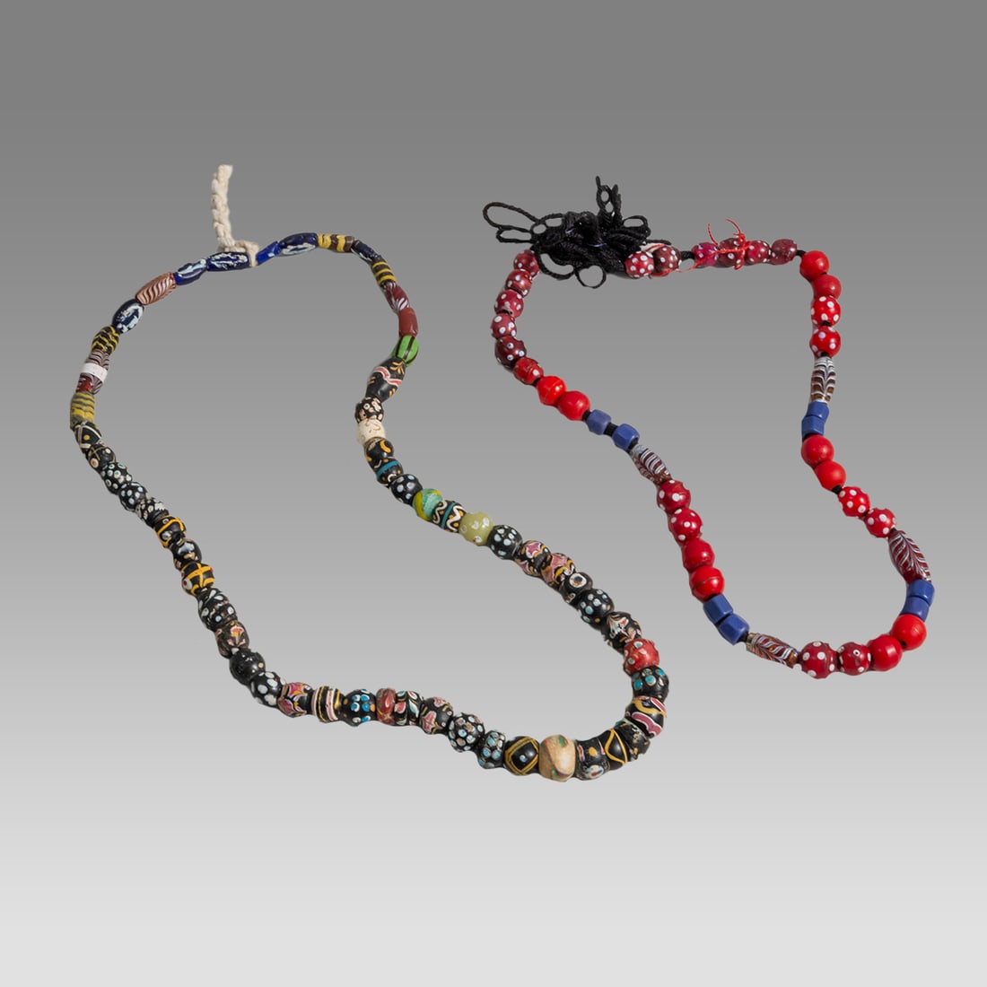 Lot of 2 African Mosaic Glass Trade Bead Necklaces. (1 of 1)
