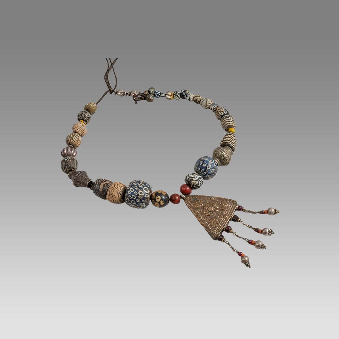 African Mosaic Glass Trade Bead Necklace With Pendant. (1 of 1)