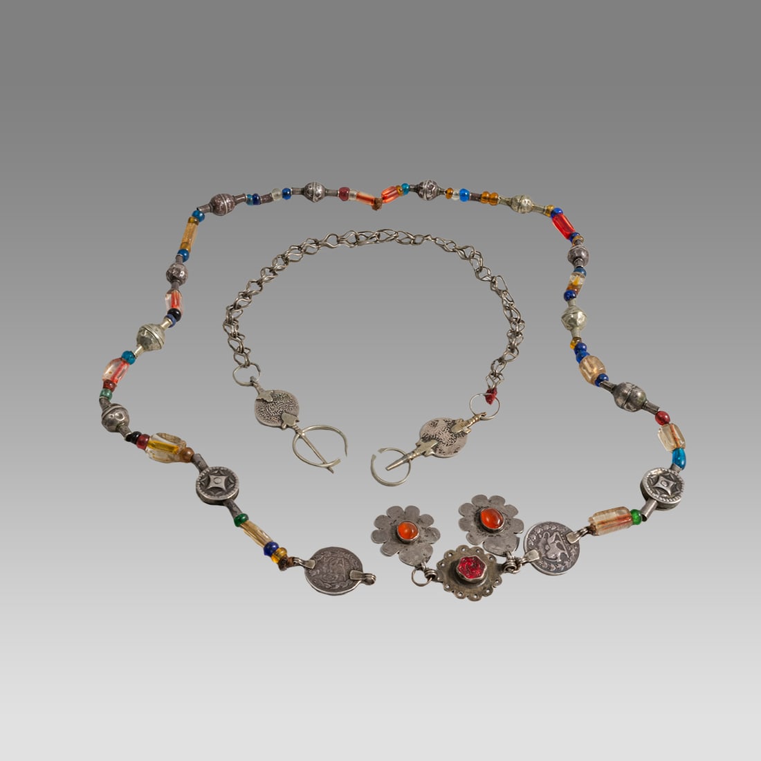 Lot of 2 Middle Eastern Silver And Glass Bead Necklace. (1 of 1)