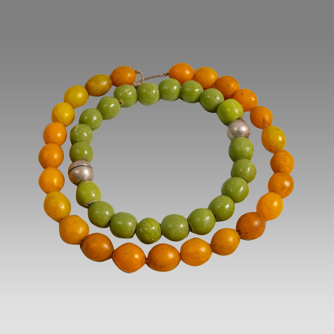 Lot of 2 Venetian Green Glass Bead Necklaces. (1 of 1)