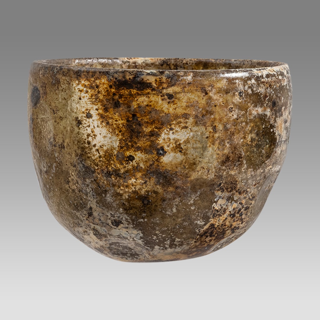 Ancient SASANIAN CUT GLASS BOWL CIRCA 5TH-6TH CENTURY A.D.: Ancient SASANIAN CUT GLASS BOWL CIRCA 5TH-6TH CENTURY A.D. Rare Sasanian cut glass bowl with hexagons shaped design. Size 3 3/4 inches diameter x 3 inches high. Condition: repaired from few pieces. Pr