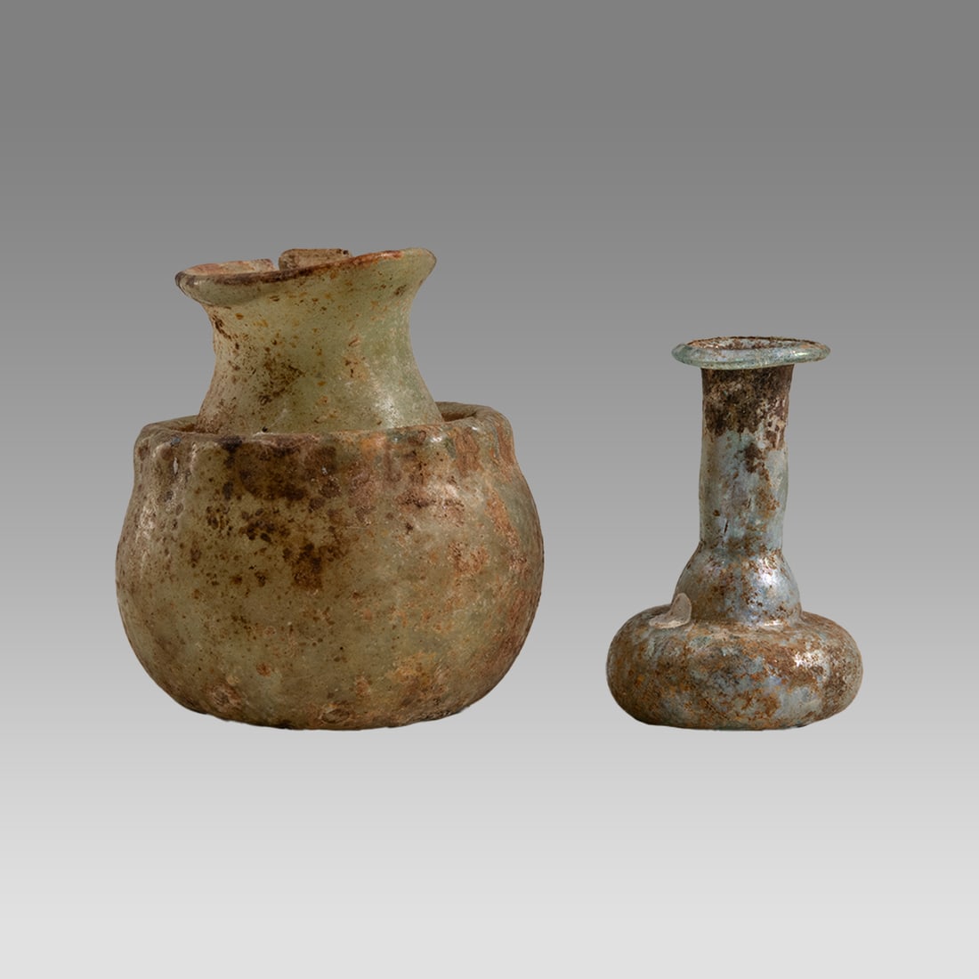 Lot fo 2 Ancient Holyland Roman Glass Bottles c.1st-3rd century AD. (1 of 2)