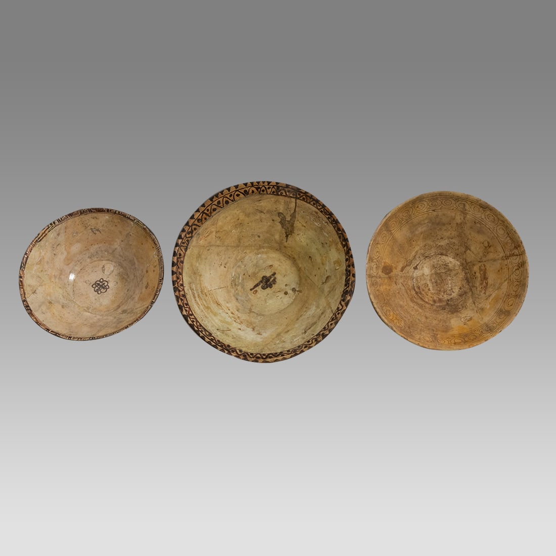 Lot of 3 Ancient Islamic Nishapur Cermaic Bowls c.10th century AD. (1 of 3)