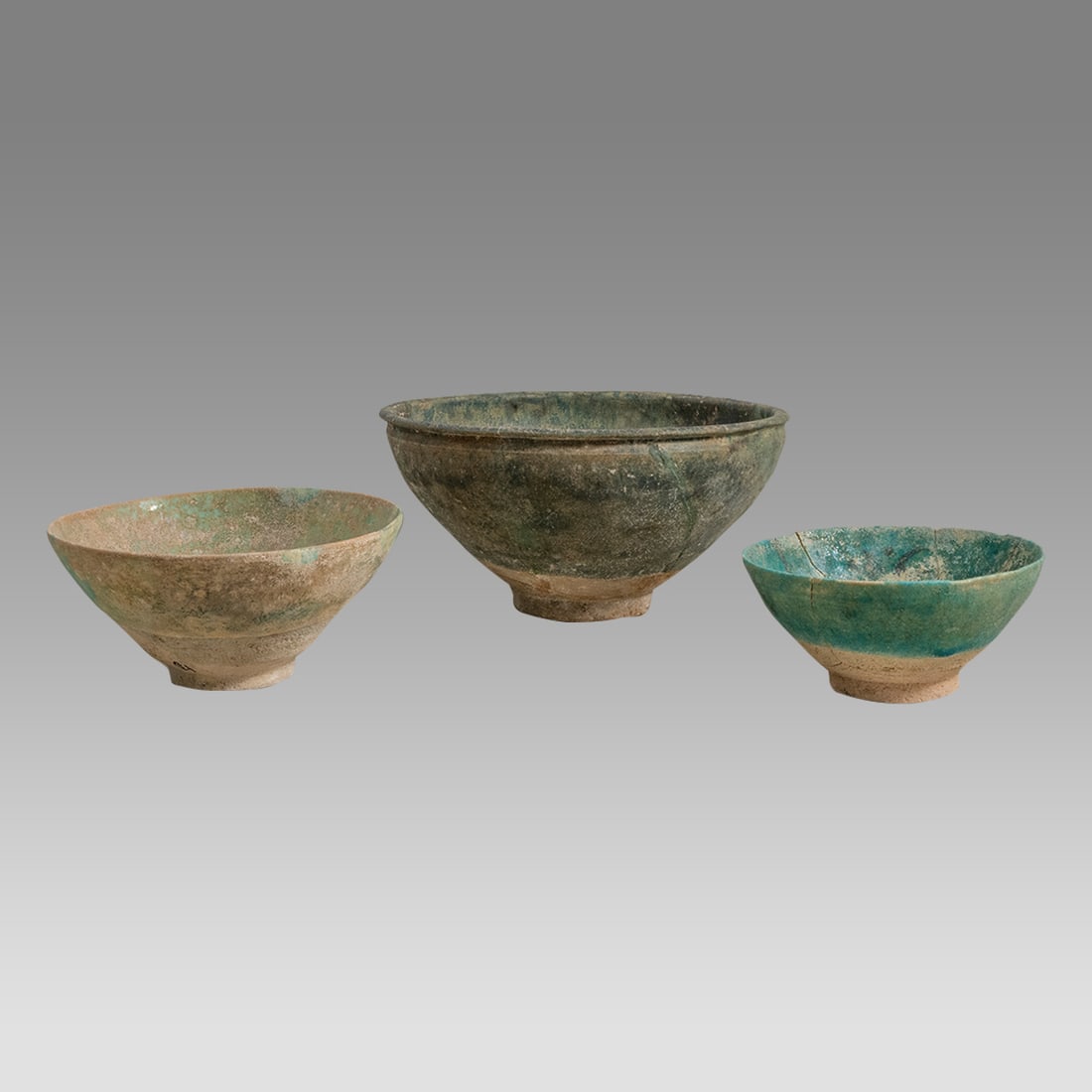 Lot of 3 Ancient Islamic Kashan Cermaic Bowls c.14th century AD. (1 of 3)