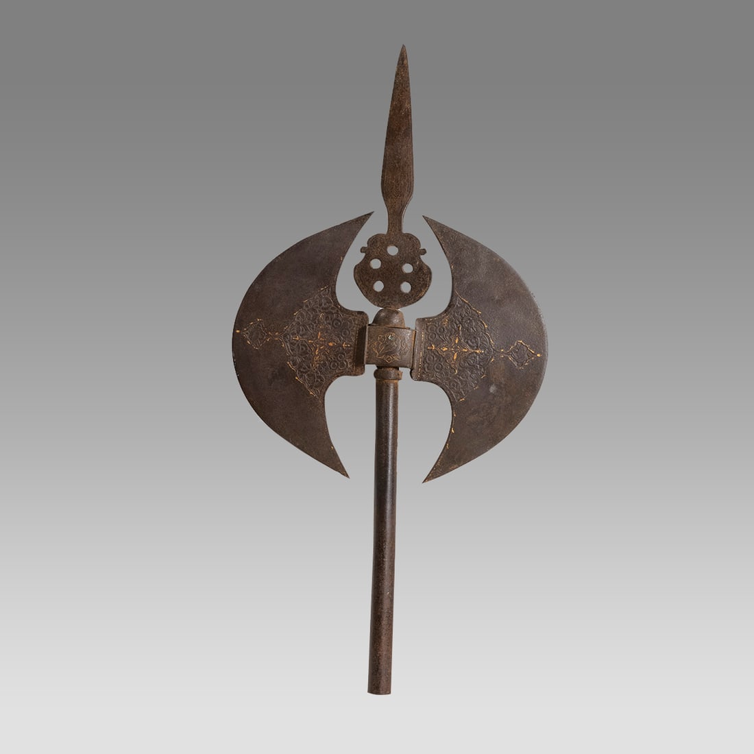 Large 19th century Qajar Dynasty Double Axe Head with Staff. (1 of 1)