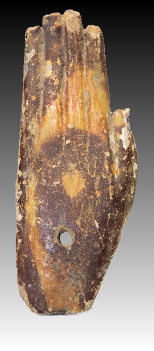 Ancient Egyptian, Late Period wood hand: Ancient Egyptian, Late Period wood hand from sarcophagus Circa 600-332 BC.Â A wood left hand from sarcophagus. Size: 7 3/8 inches high. Provanance: Ex St. Louis Collection
