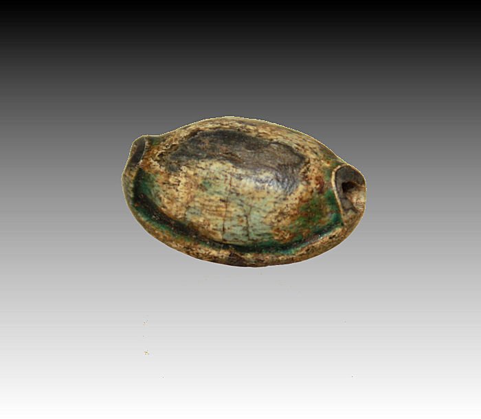 Ancient Egyptian Inscribed ovoid Steatite Stone scarab: Ancient Egyptian Inscribed ovoid Steatite Stone scarab with floral design. Circa 700-30 BC. Size 16mm. Perfect