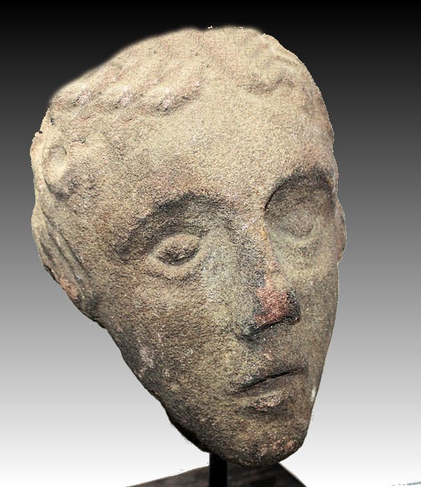 Medieval period stone head dated 1379 Propably: Medieval period stone head dated 1379 Propably England. Medieval period stone head dated 1379 Propably England. Condition minor ware, otherwise perfect. Size Height: 13 Inches Width: 6 Inches by 7 I