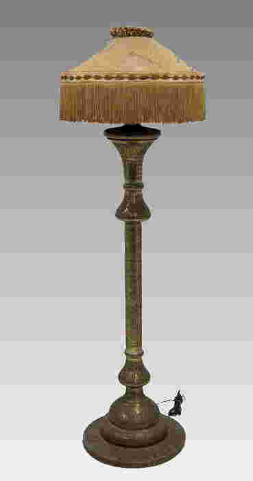 Antique Middle Eastern Syria Or Egypt Brass Floor Lamp