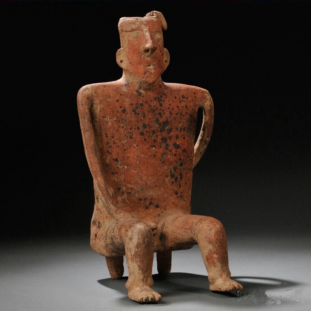 Large Ancient Colima Seated Male Figure, western Mexico (1 of 1)