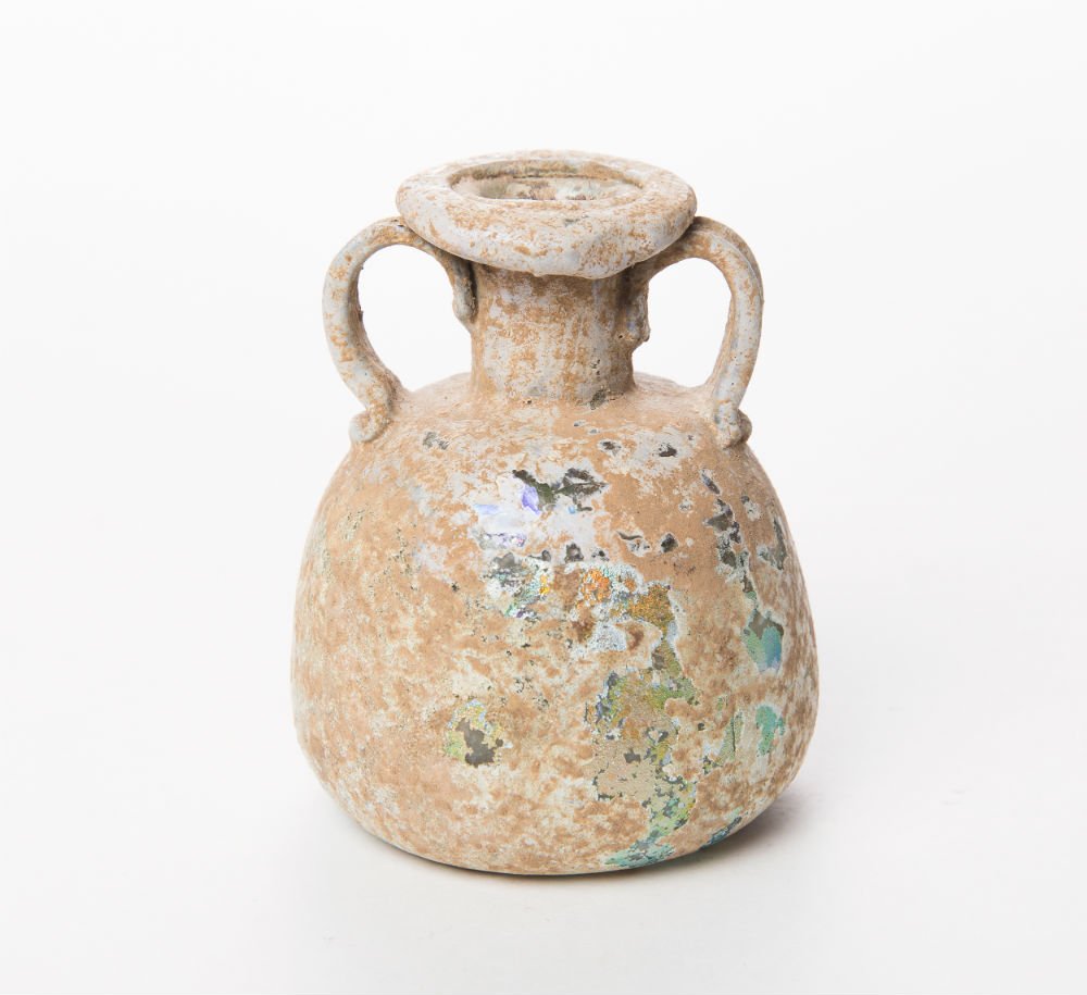 Ancient Roman Two Handled Glass Flask c.1st-2nd Cent AD (1 of 2)