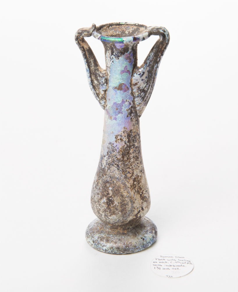Ancient Roman Two Handled Glass Flask c.1st-2nd Cent AD (1 of 2)