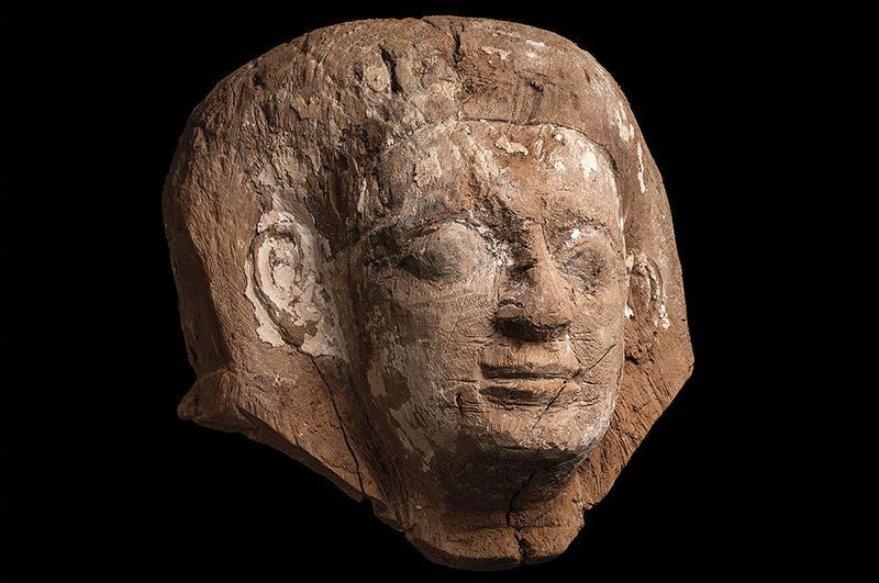 Large Ancient Egyptian Wooden Sarcophagus Mask (1 of 3)