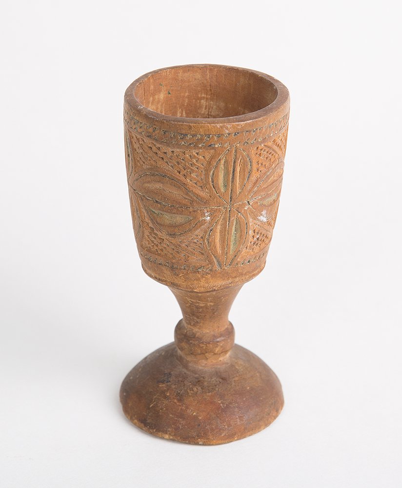 Coptic, Ethiopian, Wood Cup with Cross c.10th cent AD: Coptic, Ethiopian, Wood Cup with Cross c.10th cent AD. Size 3 1/2 inches high. Unusual wood Cup with a Crosses. Condition: minor split to the wood due to age, otherwise great condition. Provenance: Ex