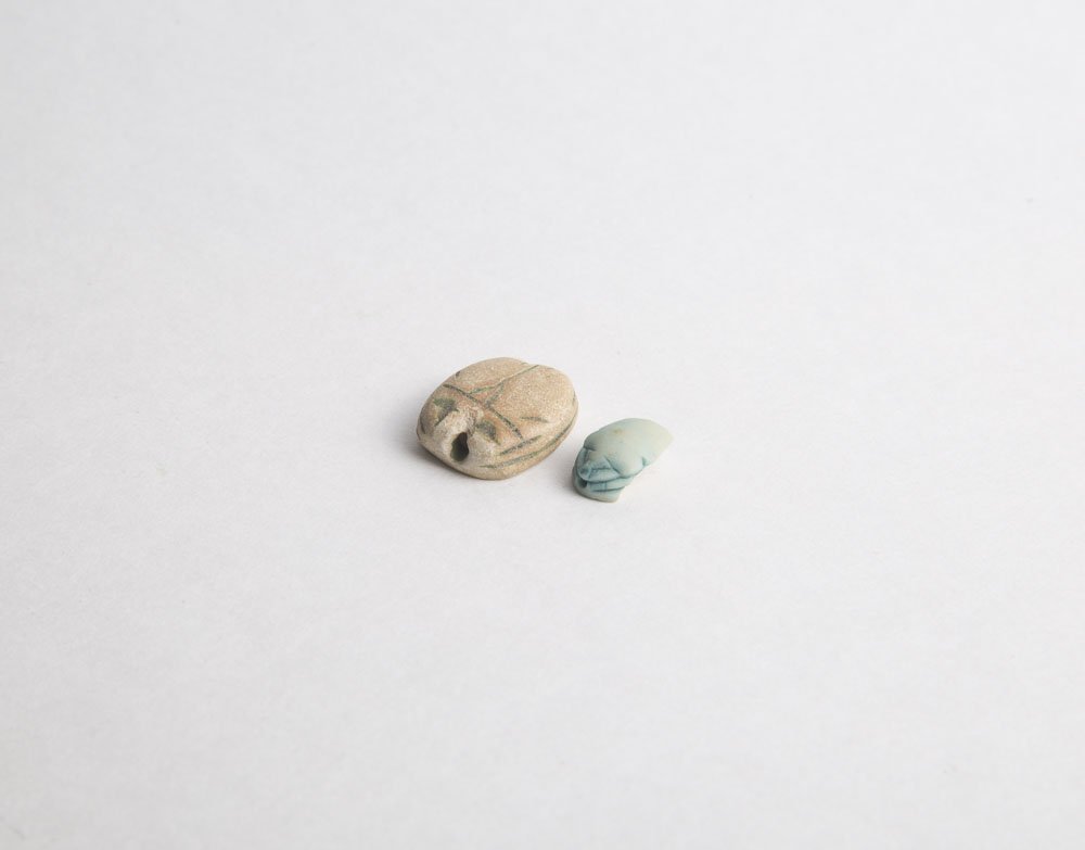Lot of 2 Egyptian Stone Scarabs Bead Ca. 1500-30 B.C. (1 of 2)