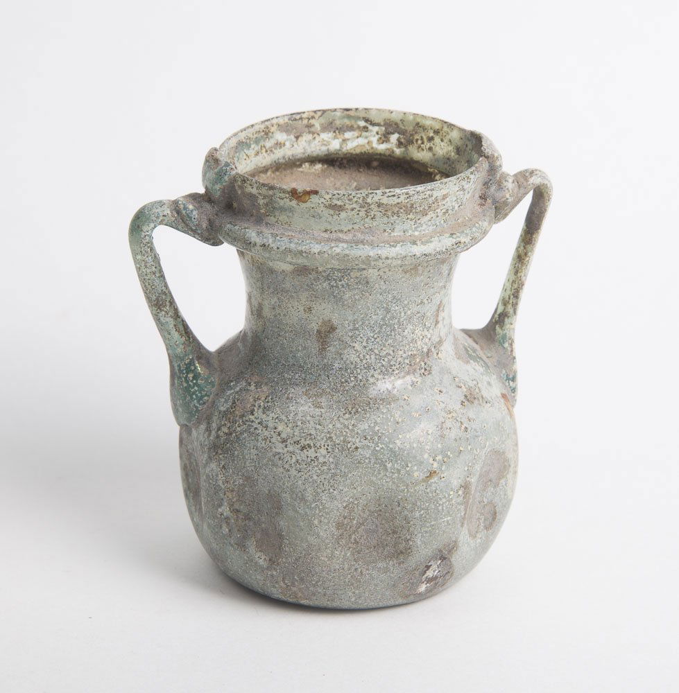 Ancient Roman Twin handled Glass Jar c.1st-4th cent AD. (1 of 4)