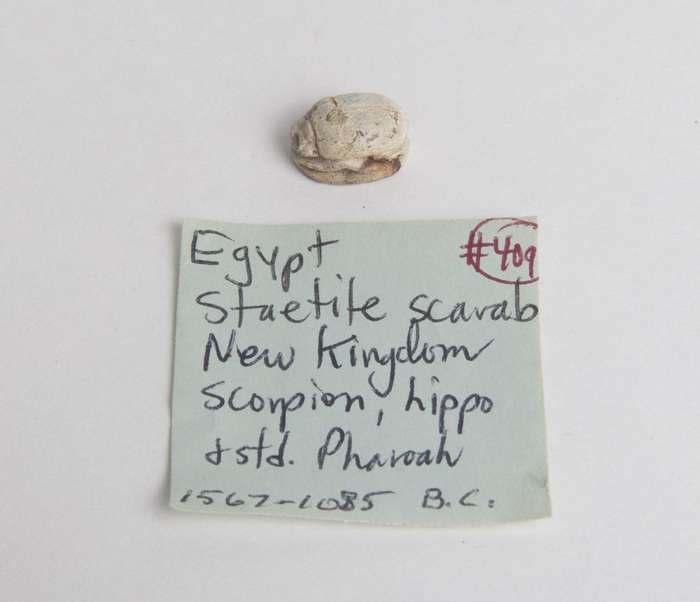 Ancient Egyptian Steatite Stone Scarab Ca. 1500-30 B.C.: Ancient Egyptian Steatite Stone Scarab Ca. 1500-30 B.C. Size 16 x 12 mm. Beautiful Steatite Stone scarab. Perfect. Provenance: Ex New York City collection acquired 1970's