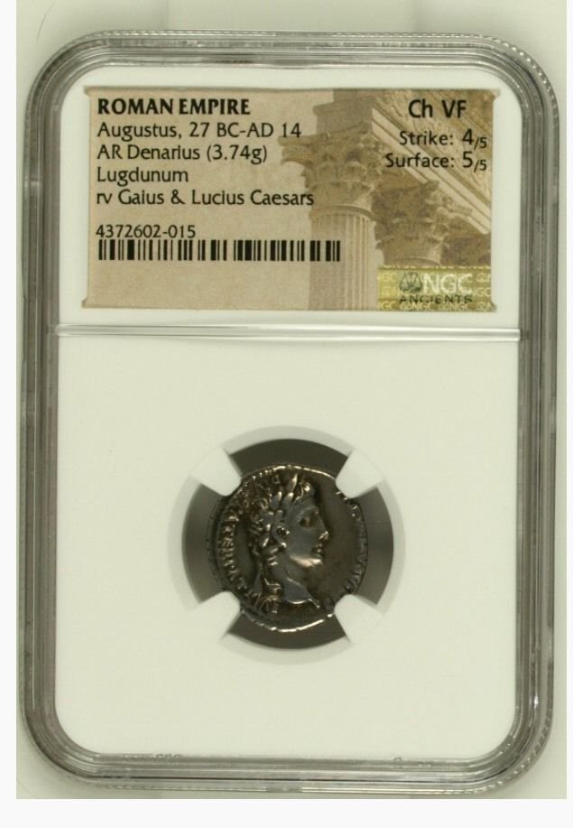 Augustus. 27 BC-AD 14. AR Denarius (19mm, 3.7 gm). NGC (1 of 2)