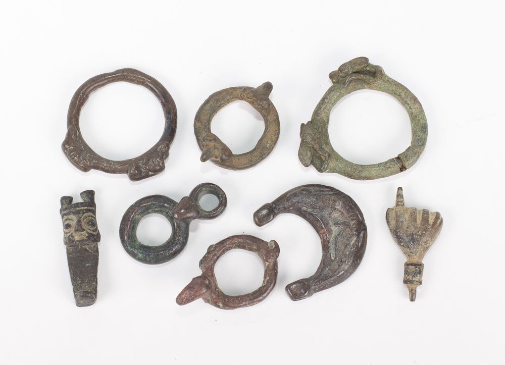 Collection of 8 Luristan Bronze ornaments c.1000 BC (1 of 2)