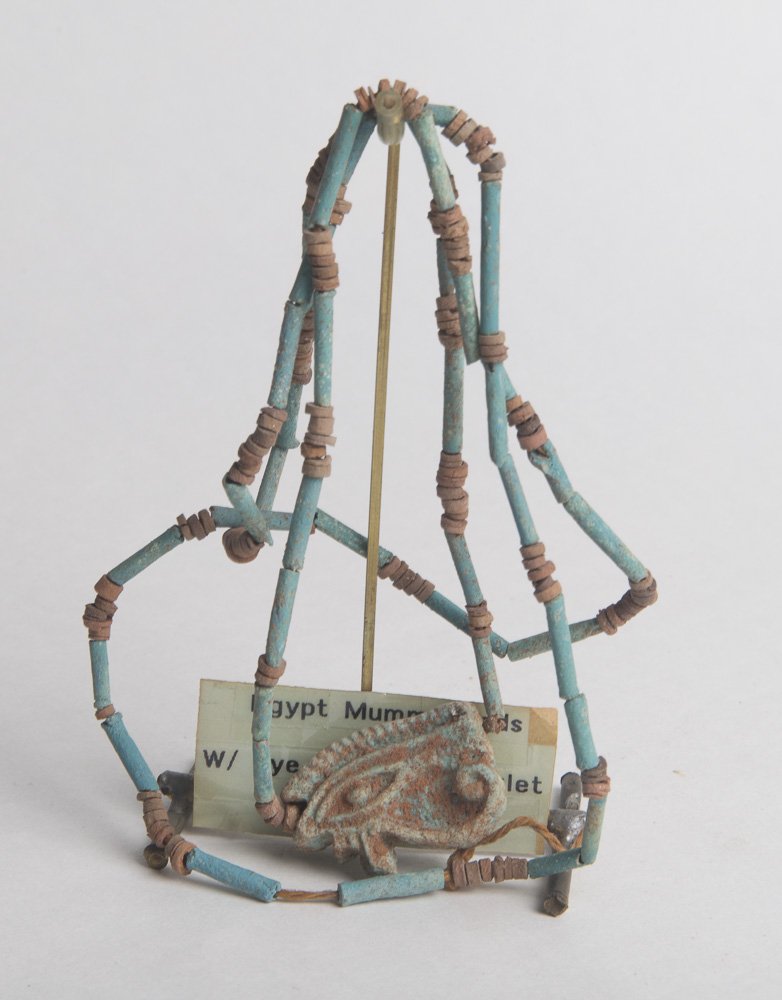 Ancient Egyptian Mummy Beads Necklace w Eye of Horus (1 of 1)