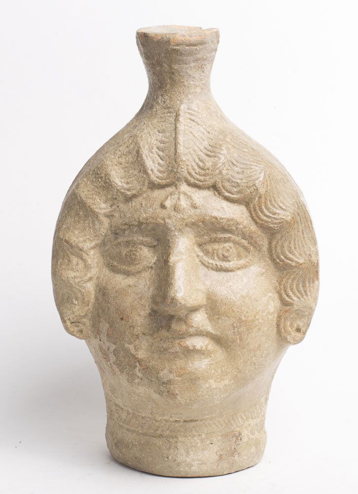 Ancient Roman North African Terracotta Head Flask c.200 (1 of 4)