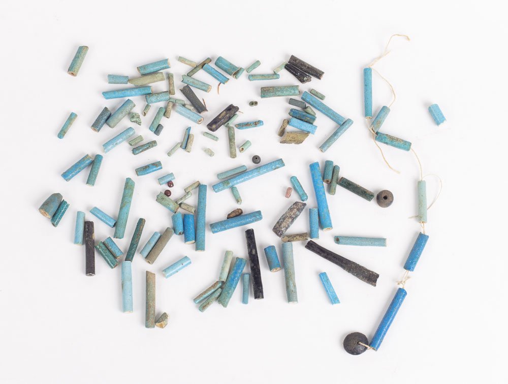 Lot of 100+Ancient Egyptian loose mummy beads c.1069 BC: Lot of 100+ Ancient Egyptian loose mummy beads c.1069-702 B.C. Size of each bead 8-33 mm. Great lot of Ancient Egyptian mummy Beads beautiful colors. Provenance:Private Connecticut collection, acquire