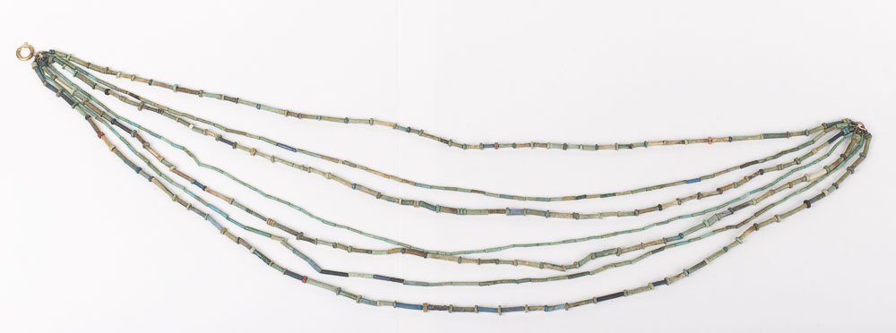 Ancient Egyptian mummy beads 7 strands Necklace 1069 BC: Ancient Egyptian mummy beads 7 strands Necklace c.1069-702 B.C. Size 22 inches length. Nice Looking necklace with Ancient Egyptian mummy Beads beautiful colors.ready to ware. Provenance:Private Connec