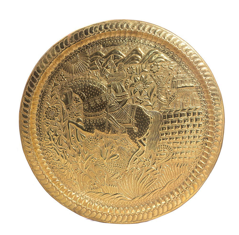 Middle Eastern Copper Tray Damascus SYRIA Saint George (1 of 1)