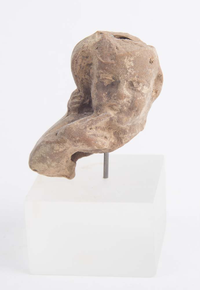 Ancient Roman Egypt Terracotta Harpokrates c.2nd cen AD: Ancient Roman Egypt Terracotta Harpokrates c.2nd cen AD. Size of the bust 1 3/4 inches high. Fine hollow Terracotta bust of Harpokrates with fine face details, fragment from a full figure. custom moun