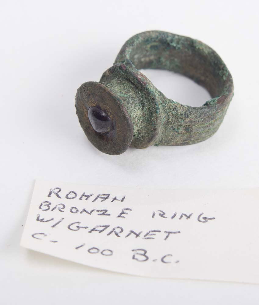 Ancient Roman Bronze Ring with garnet c.1st century AD (1 of 1)
