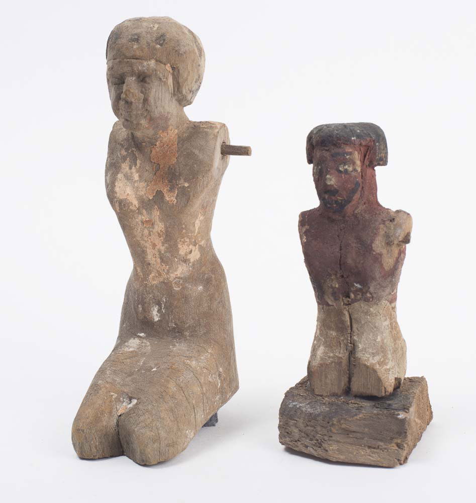 Lot of 2 Ancient Egyptian Model Wooden Figures, Late Pe (1 of 2)