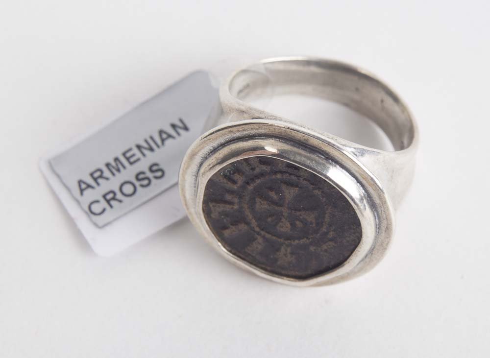 Medieval Armenian Bronze coin set in Silver ring (1 of 1)