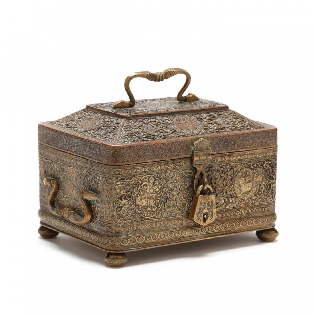 Persian Qajar Copper Jewelry Box c.19th cent AD. (1 of 3)