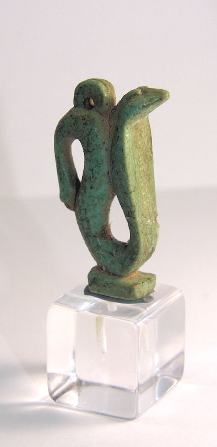 Ancient Egyptian Faience cobra (uraeus) Amulet c.664 BC (1 of 2)
