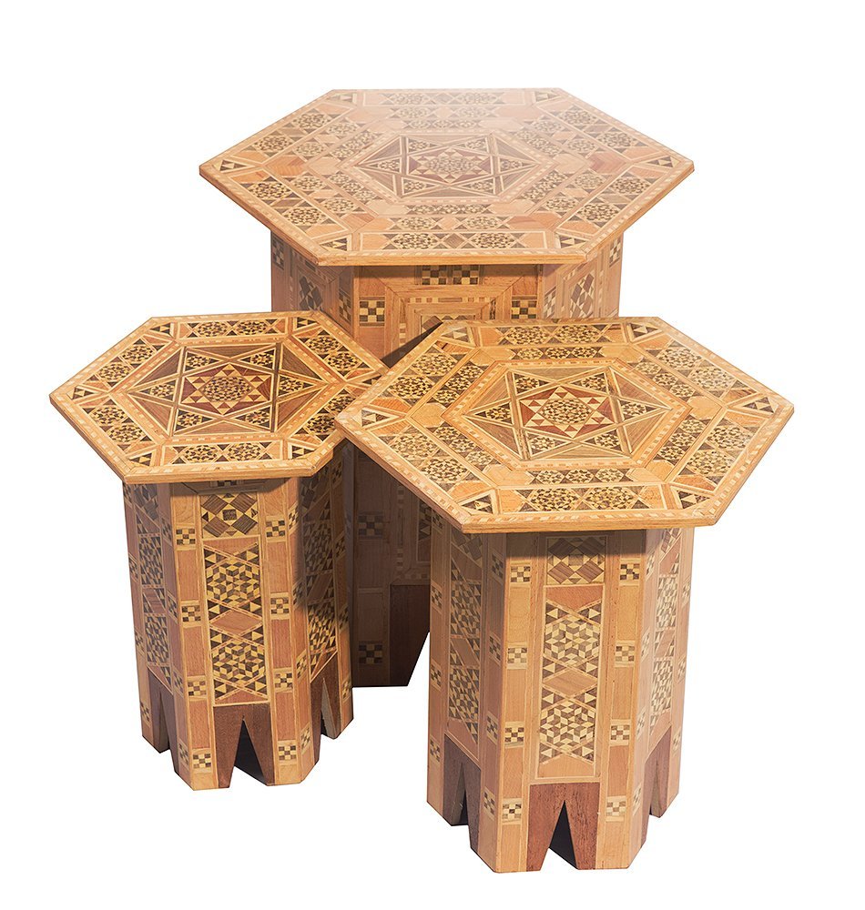 A Set Of Three SYRIAN Moorish octagonal Wood Tables (1 of 2)