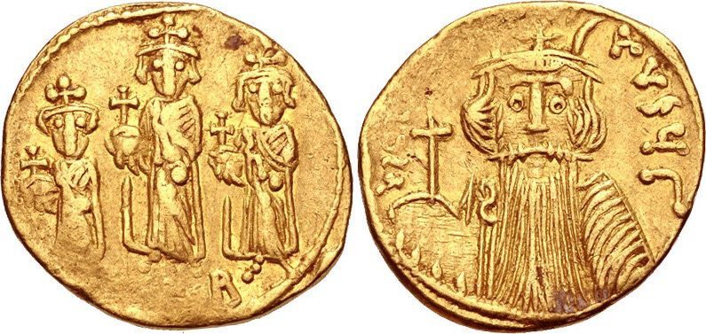 Constans II, Constantine IV, Heraclius, Tiberius coin (1 of 1)
