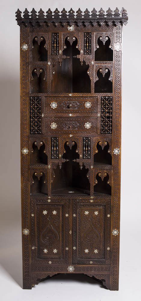 19th Cen Syrian Middle Eastern hard Wood Corner Cabinet (1 of 2)