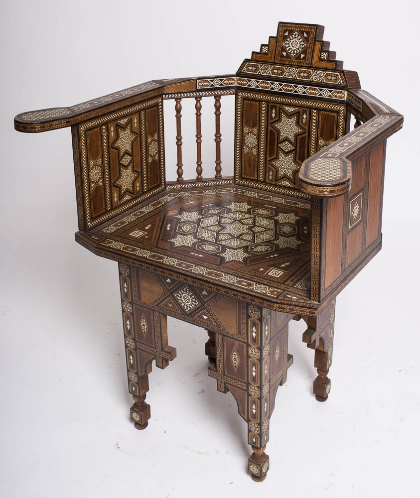 Antique Syrian moorish Middle Eastern mosaic Chair (1 of 2)