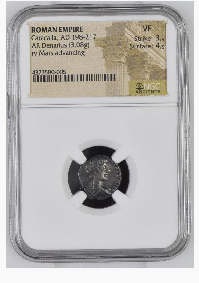 Roman Empire Silver Denarius Caracalla, AD 198-217 ROMA (1 of 2)