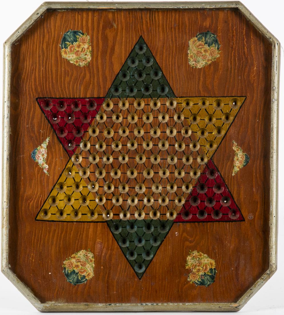 Painted Chinese checkers gameboard, early 20th c. (1 of 1)