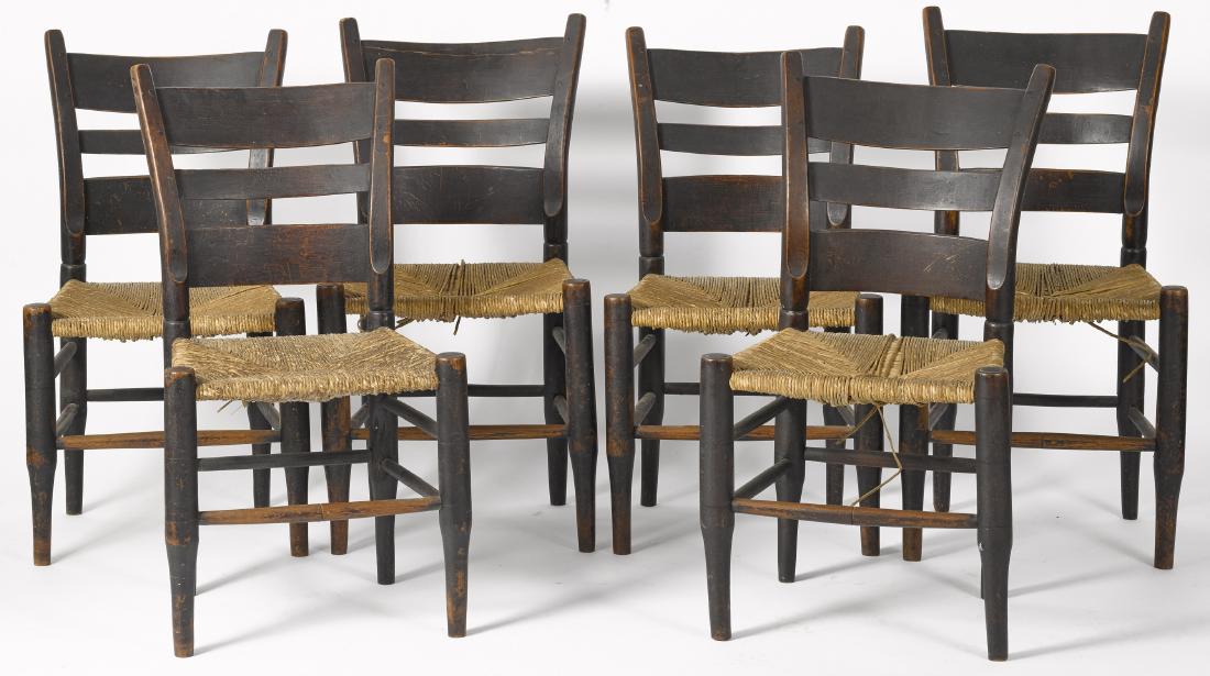 Set of six rush seat dining chairs, 19th c. (1 of 1)