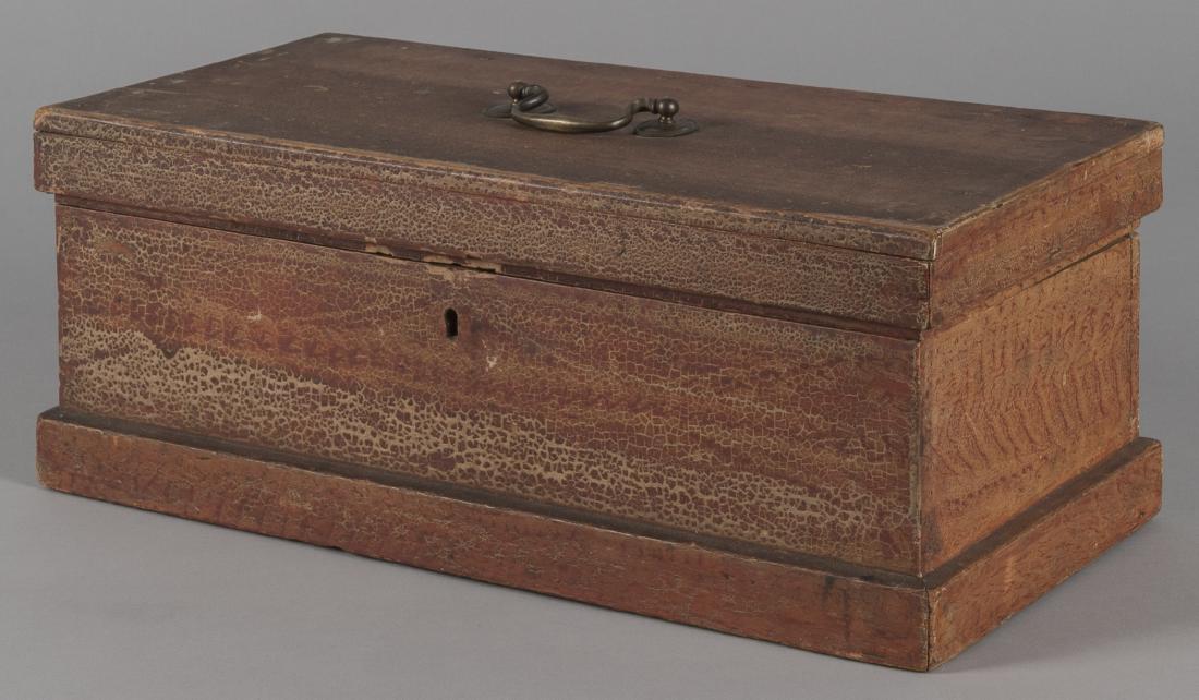 New England painted lock box, 19th c., retaining (1 of 1)