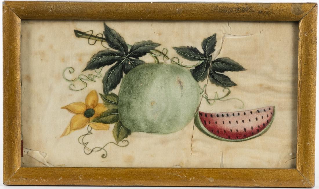 Painted on pith paper of fruit, 19th c., 4'' x 7 1: Painted on pith paper of fruit, 19th c., 4'' x 7 1/2''.