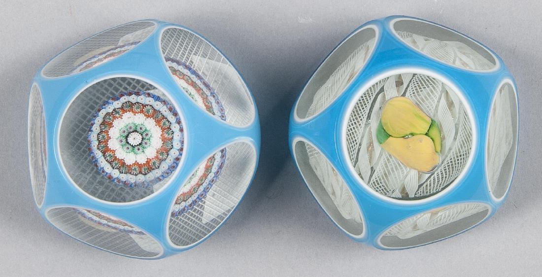 Two Murano turquoise double overlay paperweights, (1 of 1)