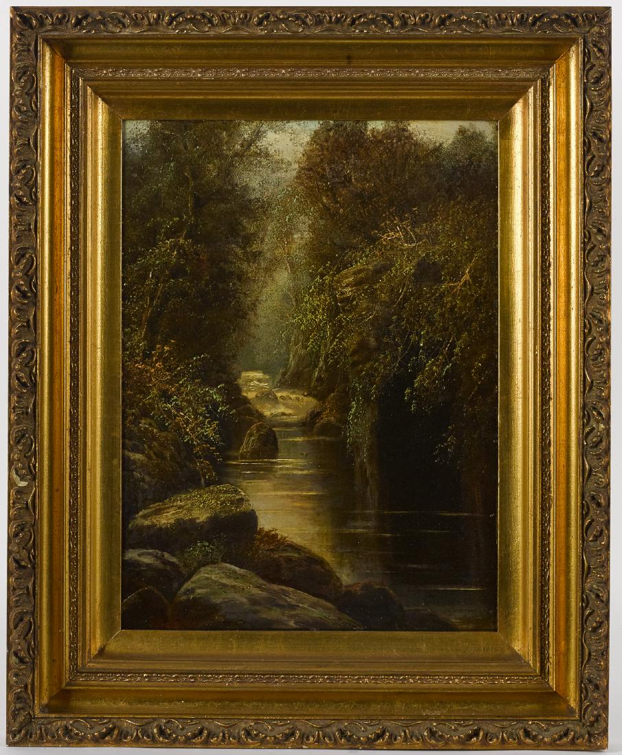 Oil on canvas landscape, late 19th c., signed El (1 of 1)