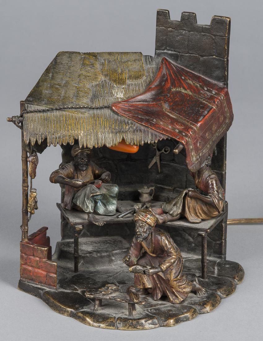 Austrian cold painted bronze Arab novelty lamp, e (1 of 1)